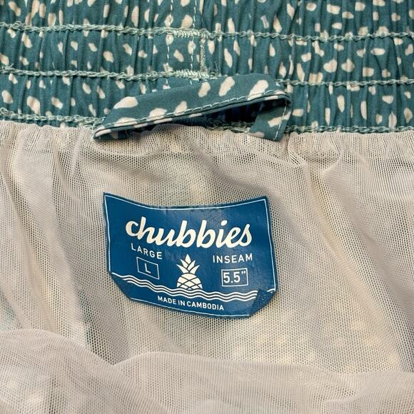 Chubbies Swim Trunks Stretch 5.5" Large Blue Green Gradient Dots Color Block - Picture 5 of 5